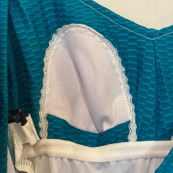 Maxine Of Hollywood Blue Ruched One Piece Swimsuit Size 16 - Picture 6 of 9